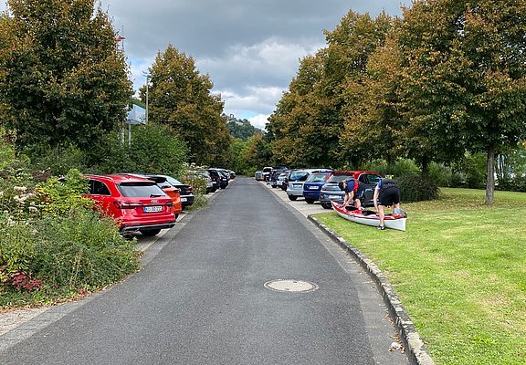 Start- und Zielpunkt der Tour: Parkplatz an der Rheinfähre Rolandseck