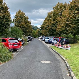 Start- und Zielpunkt der Tour: Parkplatz an der Rheinfähre Rolandseck