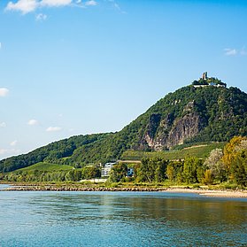 Blick auf den Drachenfels mit der gleichnamigen Ruine