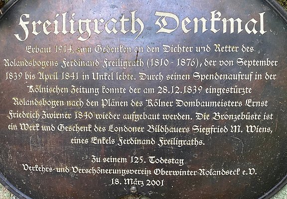 Gedenktafel am Freiligrath-Denkmal