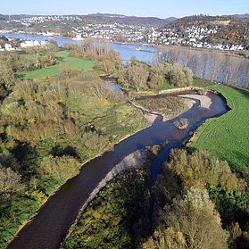 Ahrmündung mit Blick auf Linz